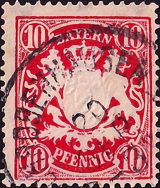 Германия , Бавария 1888 год . Герб Баварии . 010 pf. Каталог 13,0 €. (4) 